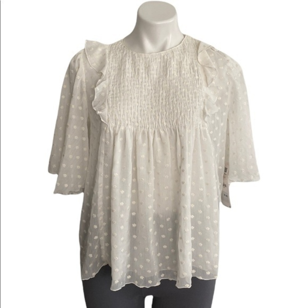 Zara top polka white size M